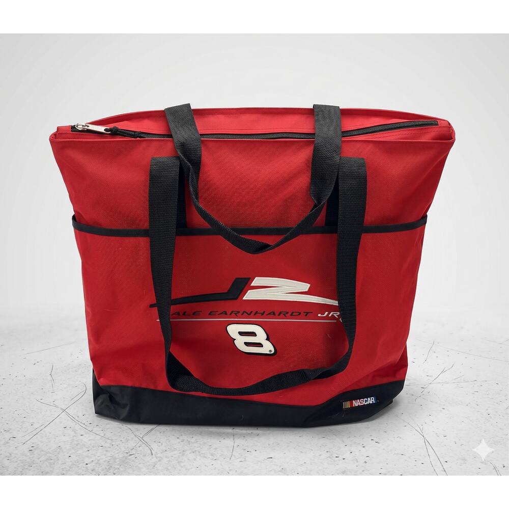 NASCAR #8 Dale Earnhardt Jr Large Red Zippered Canvas Tote With Handles